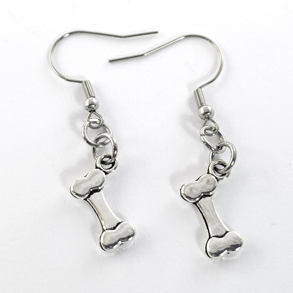 Stainless Steel Hook Dog Bone Earrings - Picture 2 of 4